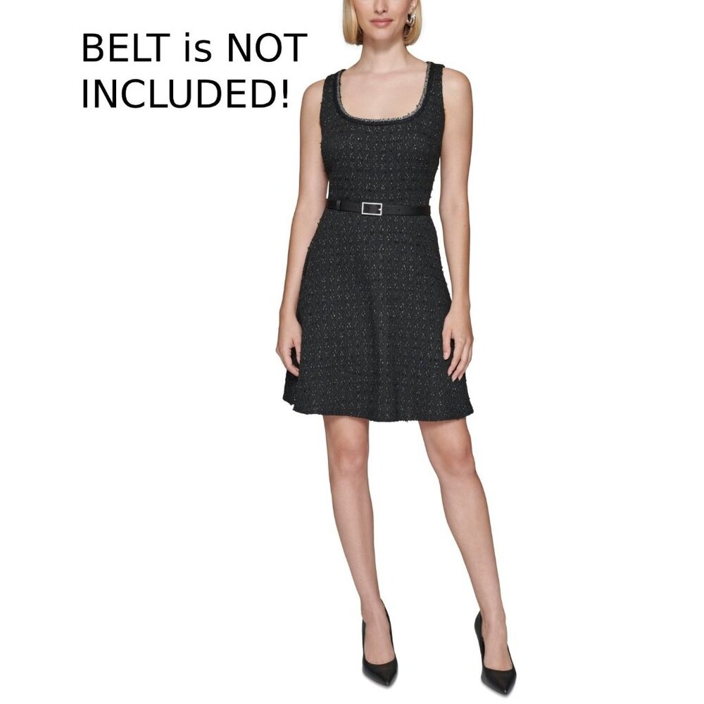 KARL LAGERFELD PARIS Women's Bouclé Tweed Dress Black Size 2 $158 *NO BELT* SALE